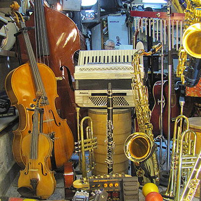 musical instrument shop on Galip Dede Caddesi, Galata, Istanbul
