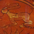 hare, detail of a 6th/7th century deorated Byzantine plate at The Cheshire Cat Blog