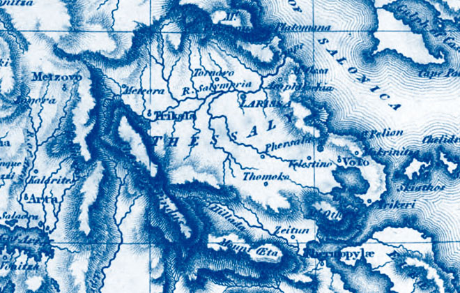 Part of Dr Henry Holland's map of Greece at The Cheshire Cat Blog