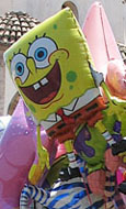 Sponge Bob balloon in Monastiraki, Athens, Greece at The Cheshire Cat Blog
