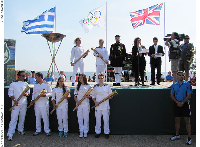 Greek Olympic torchbearers in Thessaloniki, Greece, at The Cheshire Cat Blog