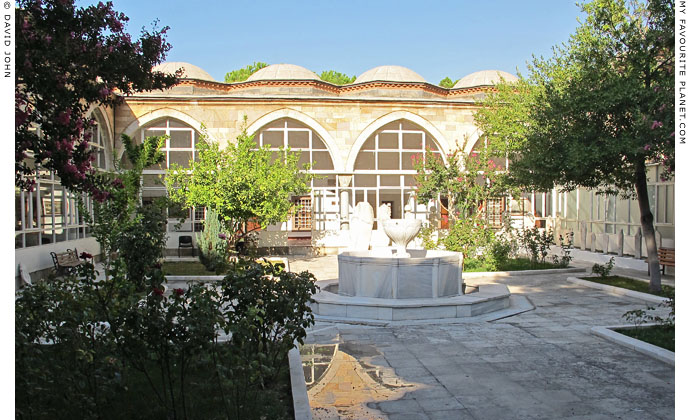 The inner courtyard of the old Manisa Archaeological Museum in the Muradaiye Medresesi, Turkey at The Cheshire Cat Blog