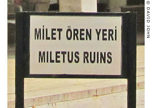 Miletus ruins sign