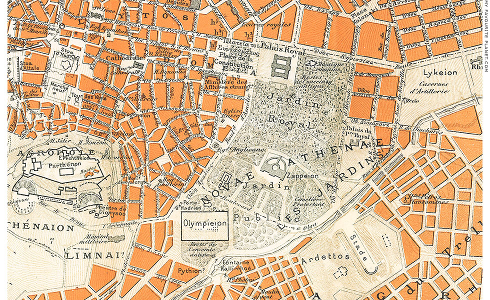 19th century map of Athens by L. Thuillier at The Cheshire Cat Blog