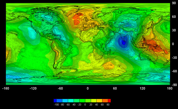 GOCE world gravity map