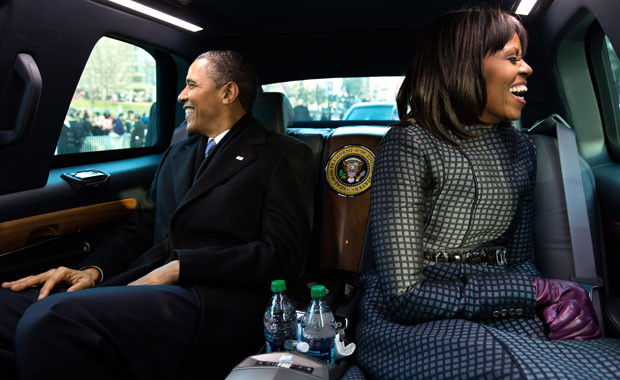 US President Barack Obama and First Lady Michelle Obama at the Mysterious Edwin Drood's Column