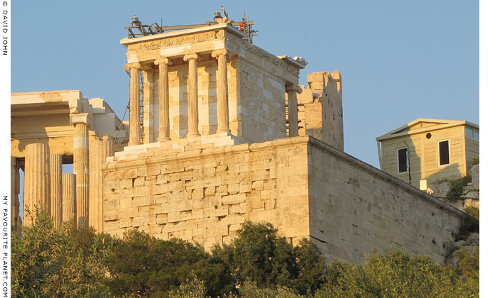 The bastion of Athena Nike projecting from the southwest edge of the Acropolis, Athens, Greece at My Favourite Planet
