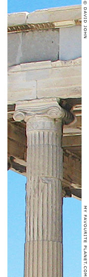 Detail of an Ionic column and the entablature of the north porch of the Erechtheion at My Favourite Planet