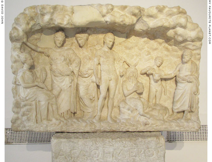 Marble votive relief dedicated to the nymphs, from the Cave of the Nymphs, Mount Penteli, Attica at My Favourite Planet