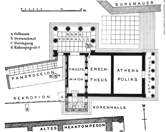 Plan of the Erechtheion, Acropolis, Athens, Greece at My Favourite Planet