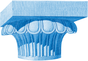 Drawing of the Aeolic column capital from Delphi, Greece by Stuart and Revett