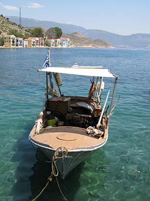 Fishing boat in Kastellorizo harbour, Greece at My Favourite Planet