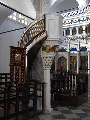 The pulpit of Agios Giorgos Tou Pigadiou church, Kastellorizo, Greece at My Favourite Planet