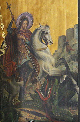 Icon of Agios Giorgos (Saint George) slaying the dragon, Kastellorizo, Greece at My Favourite Planet