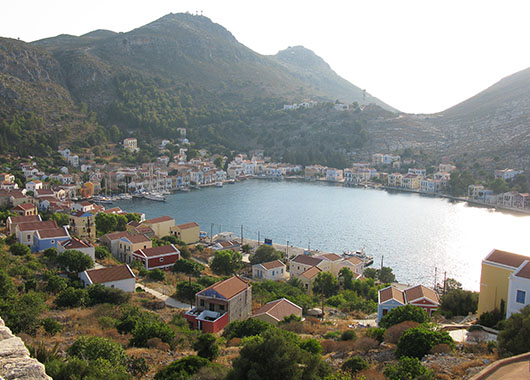 View southwestwards across Kastellorizo harbour from the Knights' castle at My Favourite Planet