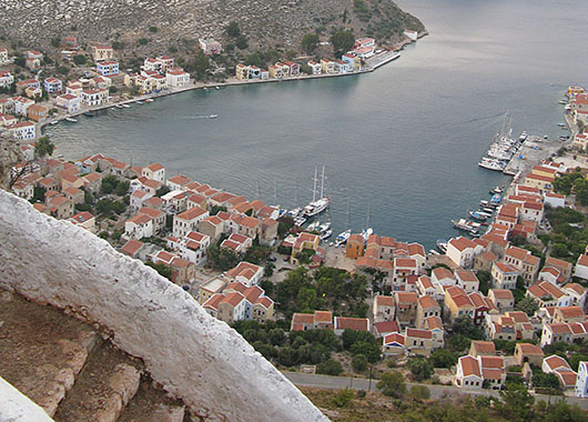 Kastellorizo's main harbour from the cliff at My Favourite Planet