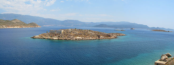 The islet Psoradia to the north of Kastellorizo harbour, Greece at My Favourite Planet