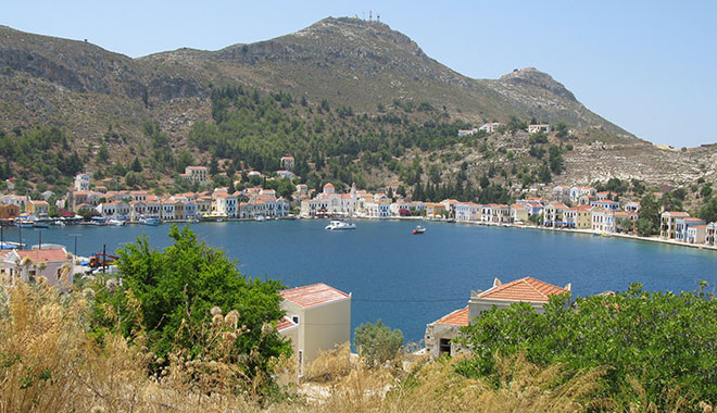 The main harbour of Kastellorizo and Mount Vigla at My Favourite Planet