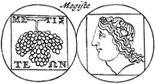 An ancient coin of Megisti island, Greece