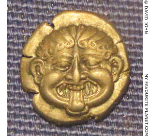 Gorgoneion on a silver hemidrachm coin of Neapolis, Macedonia, Greece at My Favourite Planet Gorgoneion on a silver hemidrachm coin of Neapolis, Macedonia, Greece at My Favourite Planet