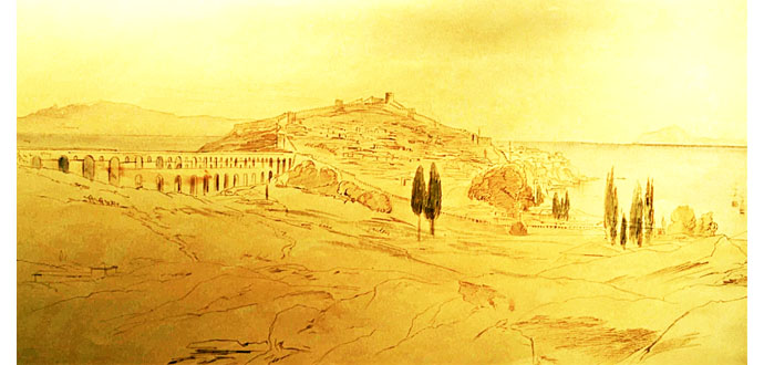 Watercolour of Kavala by Edward Lear at My Favourite Planet