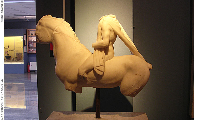 Marble statuette of a horse rider, Pella Archaeological Museum, Macedonia, Greece at My Favourite Planet