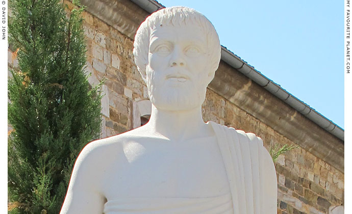 Statue of Aristotle by A. Alexiades outside Polygyros Town Hall, Halkidiki, Macedonia, Greece at My Favourite Planet