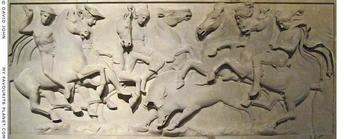 Marble relief showing a boar hunt on horseback at My Favourite Planet