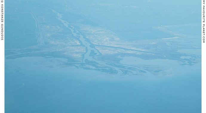 Aerial photo of the delta of the rivers Axios, Loudias and Aliakmonas on the Thermaic Gulf, Macedonia, Greece at My Favourite Planet