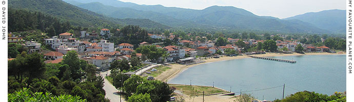The village and beach of Olympiada from the ancient city of Stageira, Halkidiki, Macedonia, Greece at My Favourite Planet