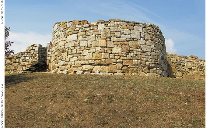 The restored circular tower of the Stageira acropolis, Halkidiki, Macedonia, Greece at My Favourite Planet