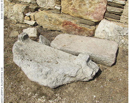Limestone blocks near the entrance to the Stageira acropolis