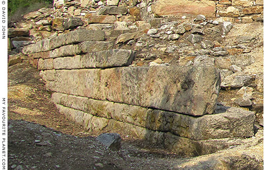 The foundations of the 6th century BC Archaic temple in Ancient Stageira