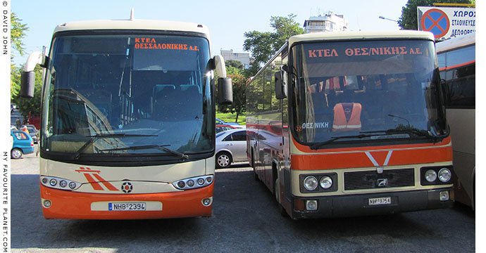 Buses at the KTEL Thessaloniki bus station, 17 Odos Irinis, Thessaloniki, Macedonia, Greece at My Favourite Planet