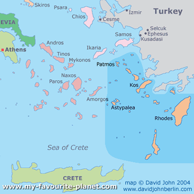 map of the Dodecanese islands at My Favourite Planet