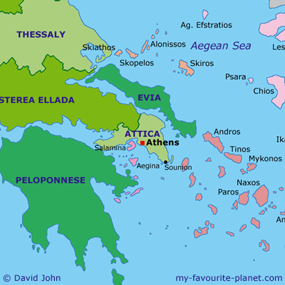 Map of Attica, Greece at My Favourite Planet