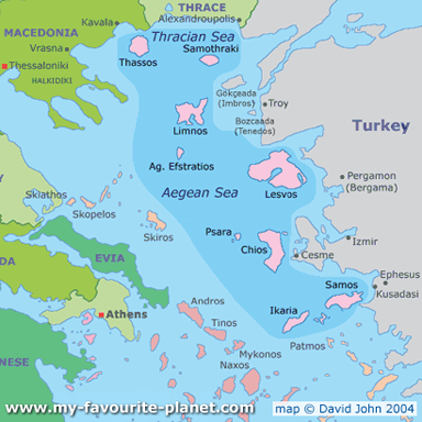 map of the Northern Aegean islands at My Favourite Planet