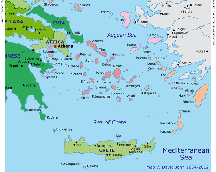 Map of the Dodecanese and the Southern Aegean islands at My Favourite Planet