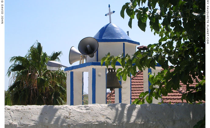 Small but well-equipped chapel bell tower in Pythagorio, Samos, Greece at My Favourite Planet