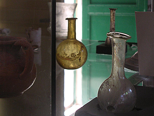 Ancient glass vessels, Paleopolis Museum, Samothraki island, Greece at My Favourite Planet