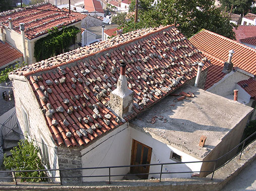 Roofs of houses in Chora village, Samothraki, Greece at My Favourite Planet