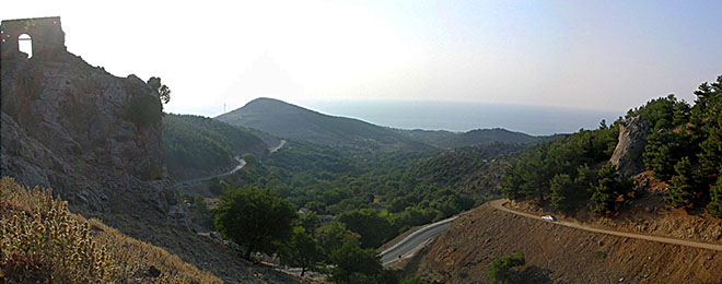 The Aegean Sea and the north coast of Samothraki island from Chora village, Greece at My Favourite Planet