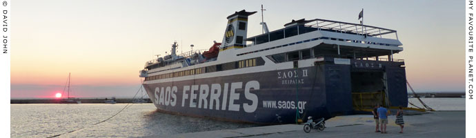 The SAOS II Alexandroupoli-Samothraki ferry in Kamariotissa harbour, Samothraki, Greece at My Favourite Planet