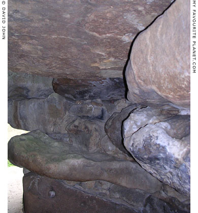 The stone wall inside the entrance to West Kennet Long Barrow, Avebury, Wiltshire at My Favourite Planet