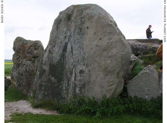 The huge sarsen stone in front of the barrow entrance to West Kennet Long Barrow, Avebury, Wiltshire at My Favourite Planet