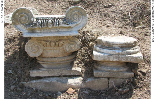 Ionic capitals and  column bases on the south side of the Upper Agora, Ephesus at My Favourite Planet