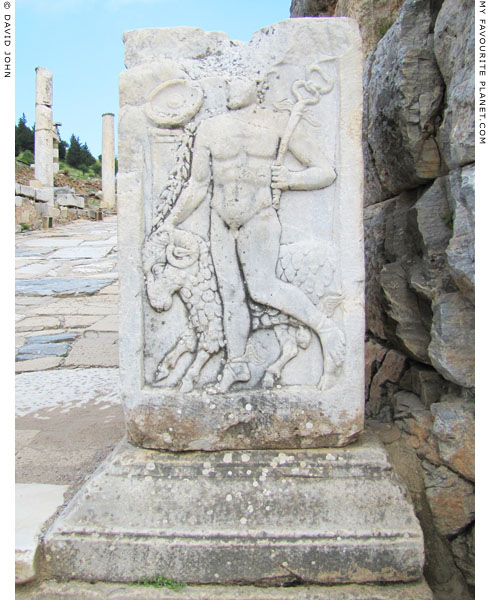 The relief of Hermes with a ram on the south pedestal on the Clivus Sacer, Ephesus at My Favourite Planet
