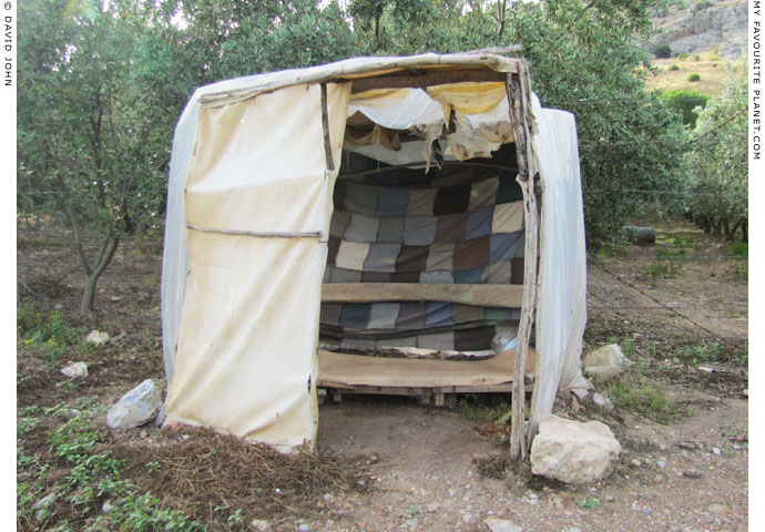 A makeshift shelter in an olive grove, Ephesus at My Favourite Planet
