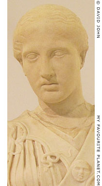 Head of the statue of Athena with the cross-banded aegis