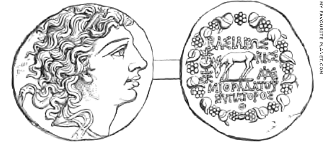 A silver tetradrachm coin of Mithradates VI Eupator of Pontus minted in Pergamon at My Favourite Planet